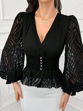 Load image into Gallery viewer, Chic Black Sheer Sleeve Blouse