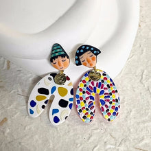 Load image into Gallery viewer, Colorful Artistic Face Statement Earrings