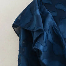 Load image into Gallery viewer, Chathams Blue Jacquard Smock Ruffles Blouse