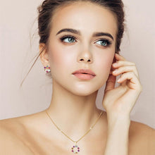 Load image into Gallery viewer, Gold-Plated Crystal Necklace & Earrings Set