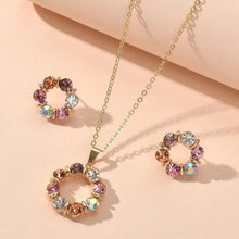 Load image into Gallery viewer, Gold-Plated Crystal Necklace & Earrings Set