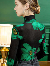 Load image into Gallery viewer, Designer Mesh Floral Turtleneck Top - 2 models