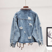 Load image into Gallery viewer, Coachella Streetwear Patch Denim Tassel Jacket