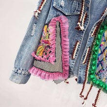 Load image into Gallery viewer, Coachella Streetwear Patch Denim Tassel Jacket