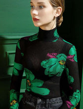 Load image into Gallery viewer, Designer Mesh Floral Turtleneck Top - 2 models