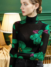 Load image into Gallery viewer, Designer Mesh Floral Turtleneck Top - 2 models