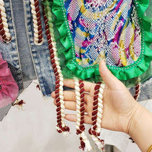 Load image into Gallery viewer, Coachella Streetwear Patch Denim Tassel Jacket
