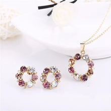 Load image into Gallery viewer, Gold-Plated Crystal Necklace & Earrings Set