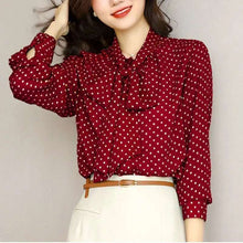 Load image into Gallery viewer, Polka Dot Bow Blouse