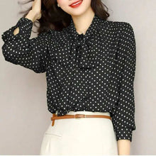 Load image into Gallery viewer, Polka Dot Bow Blouse