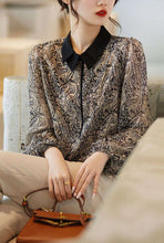 Load image into Gallery viewer, Retro Paisley Print Turn-down Collar Blouse
