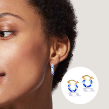 Load image into Gallery viewer, Vintage Blue & White Porcelain Stud Earrings