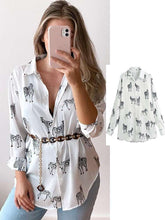 Load image into Gallery viewer, Vintage Chic Africa Safari Globetrotter Satin Blouse