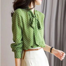 Load image into Gallery viewer, Polka Dot Bow Blouse