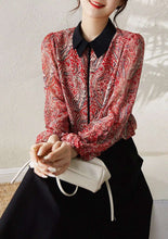 Load image into Gallery viewer, Retro Paisley Print Turn-down Collar Blouse