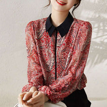 Load image into Gallery viewer, Retro Paisley Print Turn-down Collar Blouse
