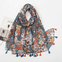 Load image into Gallery viewer, Cute Cat Fringed Scarf