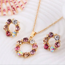 Load image into Gallery viewer, Gold-Plated Crystal Necklace & Earrings Set