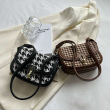 Load image into Gallery viewer, Vintage Houndstooth Crossbody Saddle Bag