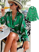 Load image into Gallery viewer, Vintage Chic Africa Safari Globetrotter Satin Blouse