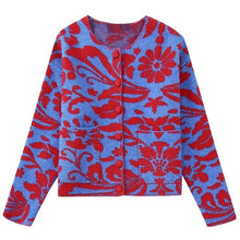 Load image into Gallery viewer, Vintage Flower Jacquard Sweater Cardigan