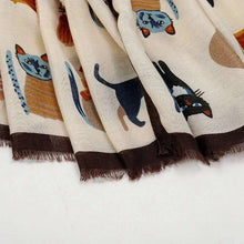 Load image into Gallery viewer, Cute Cat Fringed Scarf