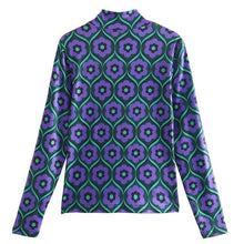 Load image into Gallery viewer, Vintage Psychedelic Flower Power Half Collar Top