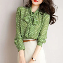 Load image into Gallery viewer, Polka Dot Bow Blouse