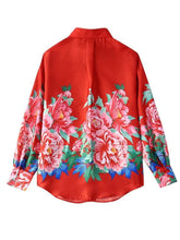 Load image into Gallery viewer, Vintage Chic Floral Red Blouse