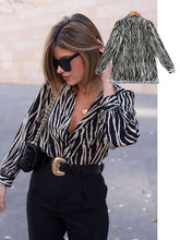 Load image into Gallery viewer, Vintage Chic Africa Safari Globetrotter Satin Blouse