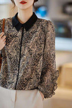 Load image into Gallery viewer, Retro Paisley Print Turn-down Collar Blouse