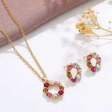 Load image into Gallery viewer, Gold-Plated Crystal Necklace & Earrings Set