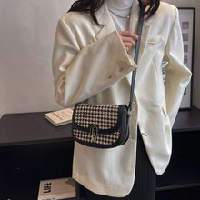 Load image into Gallery viewer, Vintage Houndstooth Crossbody Saddle Bag