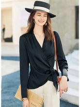 Load image into Gallery viewer, Chic Satin Cross Lace-up Blouse