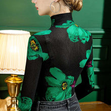 Load image into Gallery viewer, Designer Mesh Floral Turtleneck Top - 2 models