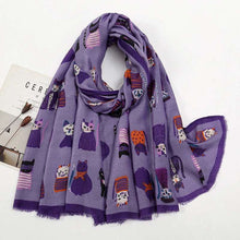 Load image into Gallery viewer, Cute Cat Fringed Scarf