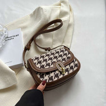Load image into Gallery viewer, Vintage Houndstooth Crossbody Saddle Bag