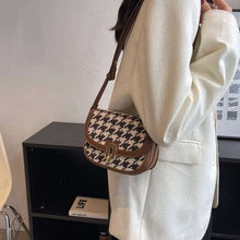 Load image into Gallery viewer, Vintage Houndstooth Crossbody Saddle Bag
