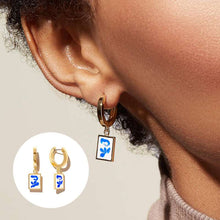 Load image into Gallery viewer, Vintage Blue & White Porcelain Stud Earrings