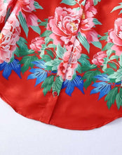 Load image into Gallery viewer, Vintage Chic Floral Red Blouse