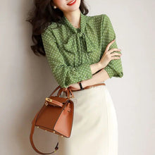 Load image into Gallery viewer, Polka Dot Bow Blouse