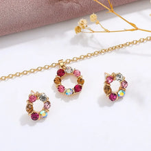 Load image into Gallery viewer, Gold-Plated Crystal Necklace & Earrings Set