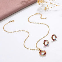 Load image into Gallery viewer, Gold-Plated Crystal Necklace & Earrings Set