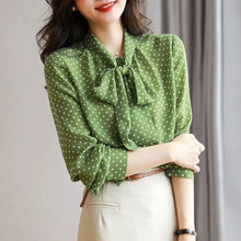 Load image into Gallery viewer, Polka Dot Bow Blouse