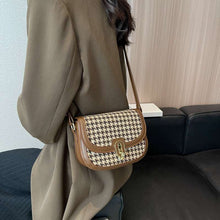 Load image into Gallery viewer, Vintage Houndstooth Crossbody Saddle Bag