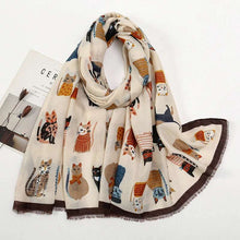 Load image into Gallery viewer, Cute Cat Fringed Scarf
