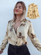 Load image into Gallery viewer, Vintage Chic Africa Safari Globetrotter Satin Blouse