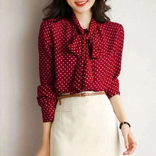 Load image into Gallery viewer, Polka Dot Bow Blouse