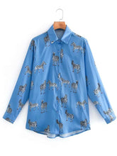 Load image into Gallery viewer, Vintage Chic Africa Safari Globetrotter Satin Blouse