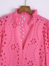 Load image into Gallery viewer, Embroidery Lace Hollow Out Lantern Sleeve Blouse Shirt